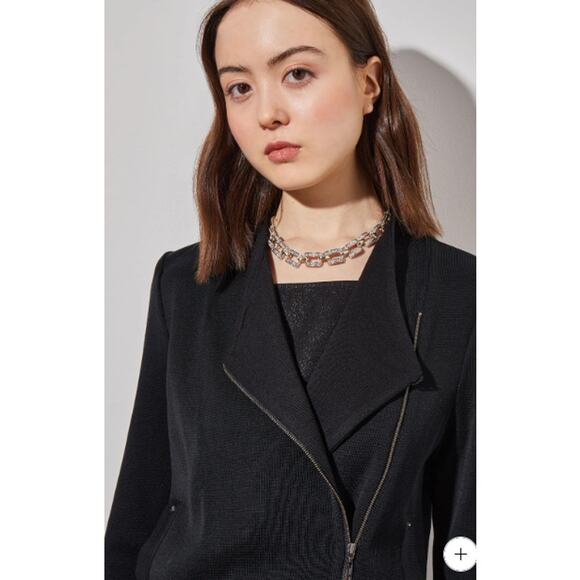 Ming Wang Tailored Moto Jacket Zip-Front Knit Size Large - Picture 2 of 8